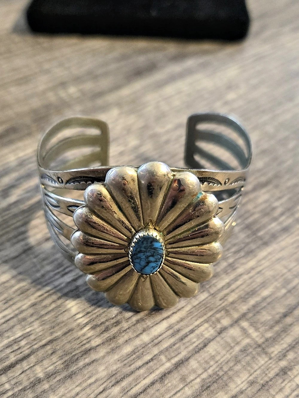 Turquoise Floral Statement Cuff Bracelet